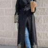 Long Sleeved Embroidered Beaded Robe Arabic Long Cardigan