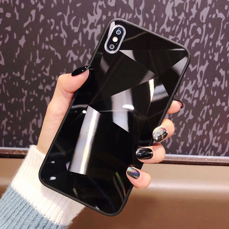 Glitter Diamond Texture Mirror Acrylic Back Cover Cases