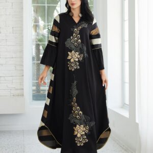 Djellaba Women's Patchwork Stripes Long Dress