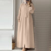 Womens Solid-color Loose-fitting Cardigan Long Dress
