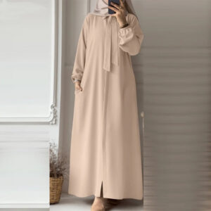 Womens Solid-color Loose-fitting Cardigan Long Dress
