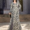 V-neck Satin Printed Muslim Dress