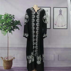 Women's Fashion V-neck Front And Rear Rhinestone Bell Sleeve Robe