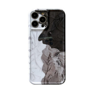 Splicing Black And White Pleated Shatterproof Phone Case