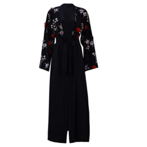 3D Floral Mesh Loose Lace Up Cardigan Robe