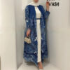 Pleated Trench Djellaba Hot-selling Printed Shawl Cardigan Ethnic Style Cloak Coat