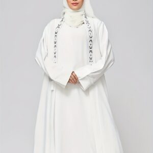White Dress And Robe 2-piece Set With A Mesh Hijab
